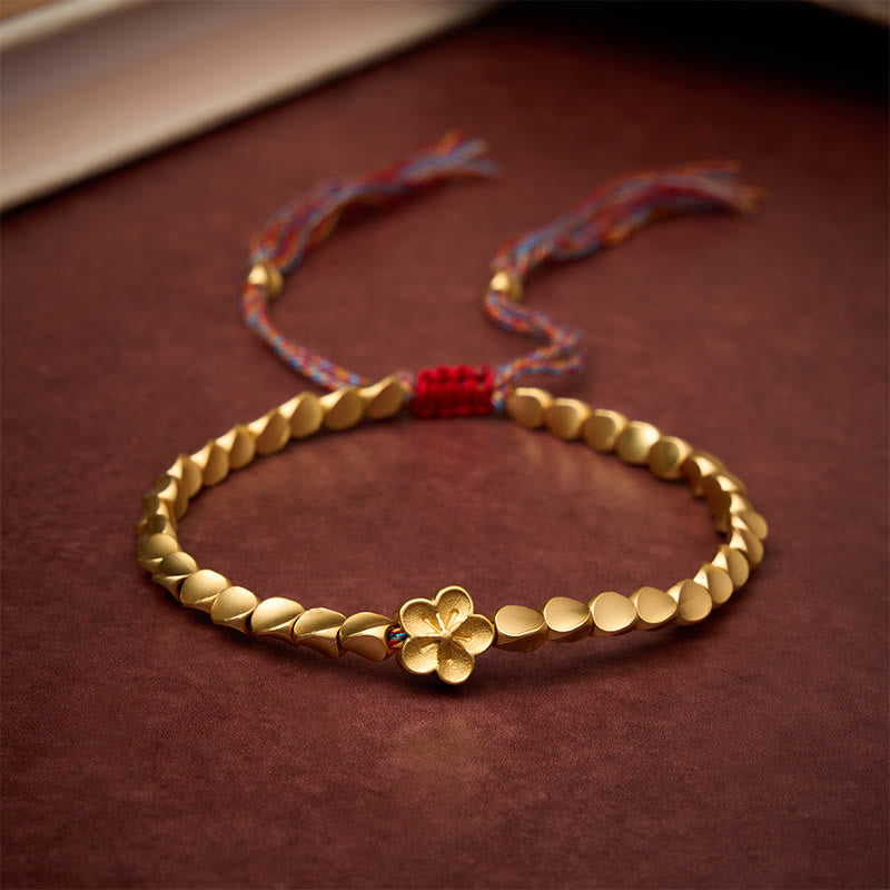 Buddha Stones Tibetan Copper Beads Peach Blossom Flower Colorful String Bracelet - 7.9 in (20 cm) - image 0