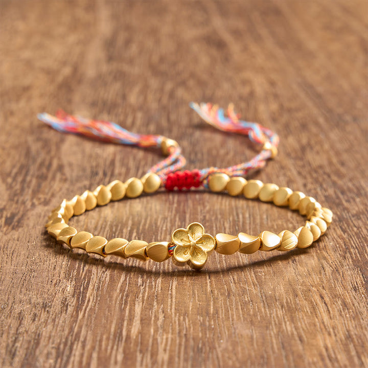 Buddha Stones Tibetan Copper Beads Peach Blossom Flower Colorful String Bracelet - image 2