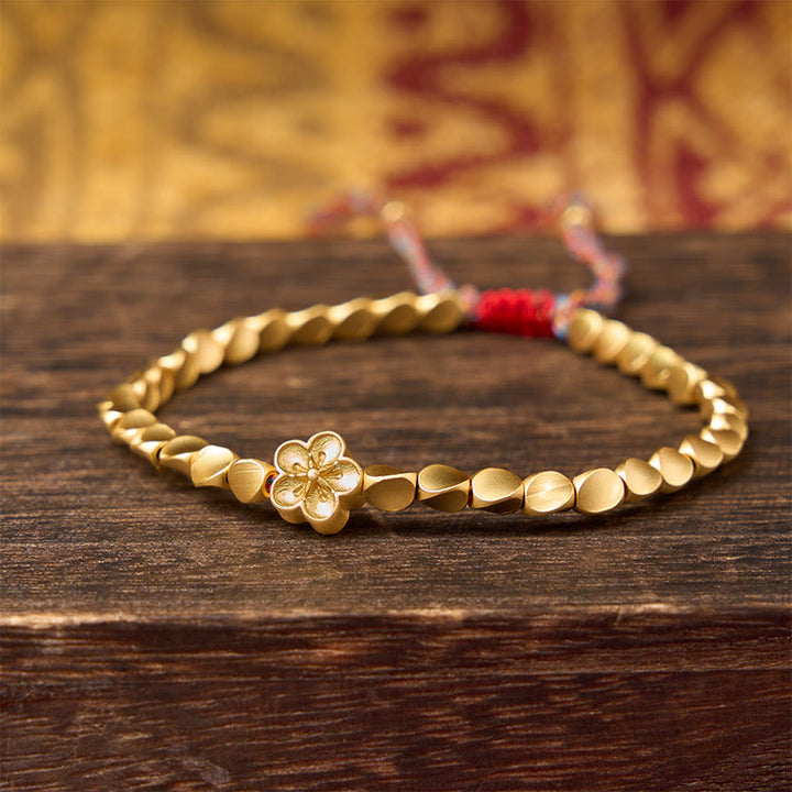 Buddha Stones Tibetan Copper Beads Peach Blossom Flower Colorful String Bracelet - image 3