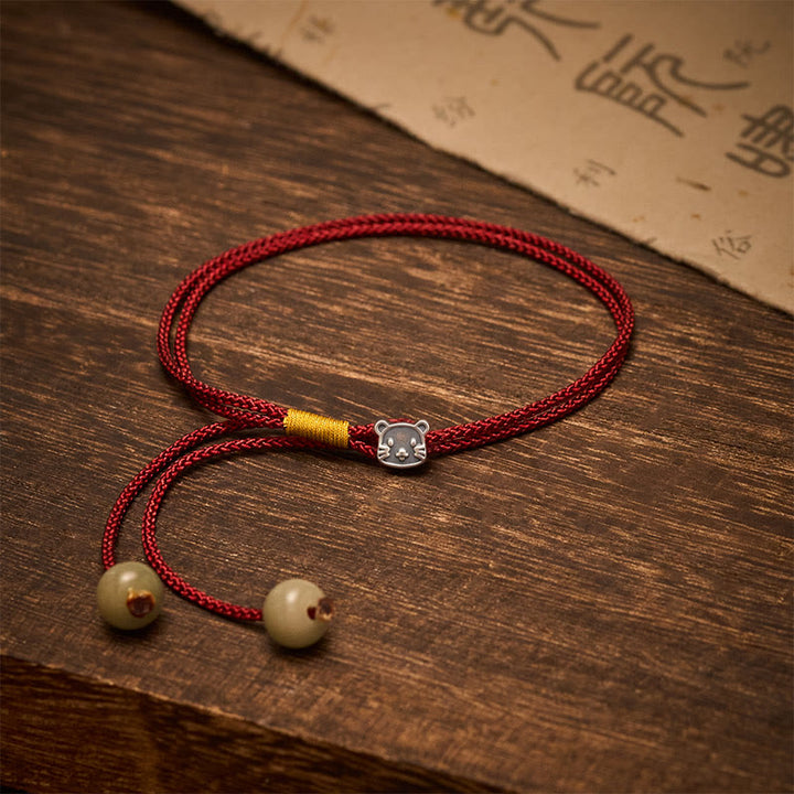 Buddha Stones Vintage 925 Sterling Silver Chinese Zodiac Luck Braided Red String Bracelet - Rat - 5.5–7.1 in (14–18 cm) - image 26