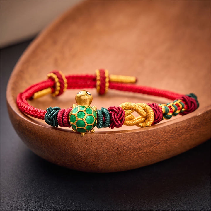 Buddha Stones Hand-Woven Copper Turtle Red String Protection Bracelet - image 11