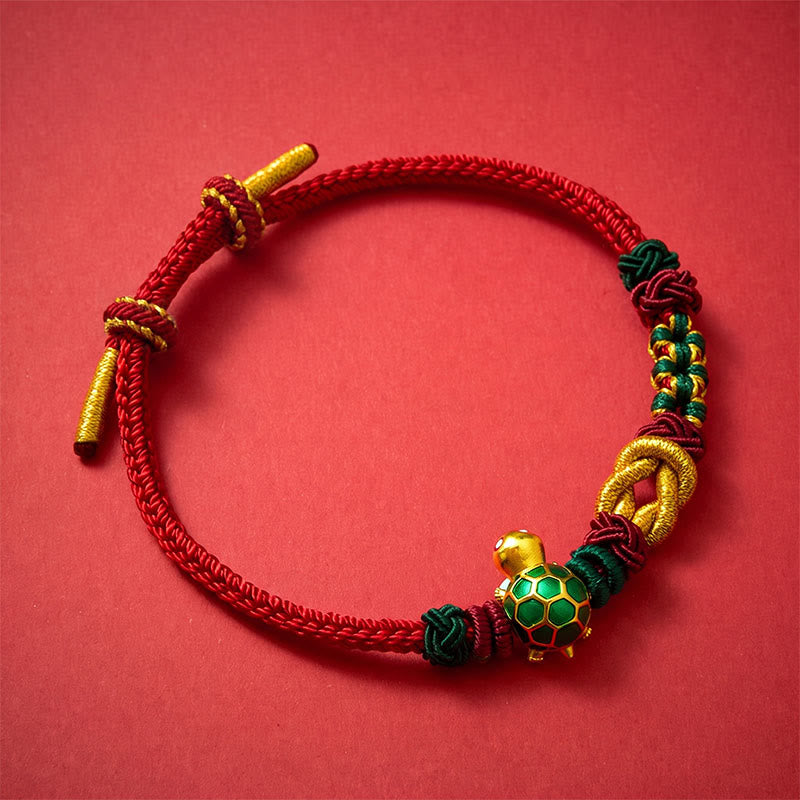 Buddha Stones Hand-Woven Copper Turtle Red String Protection Bracelet - image 10