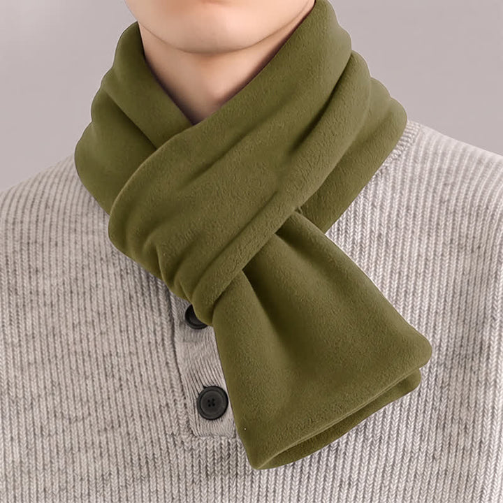 Buddha Stones Fall Winter Plush Cross Front Neck Warmer Minimalist Men's Scarf - OliveDrab - image 10