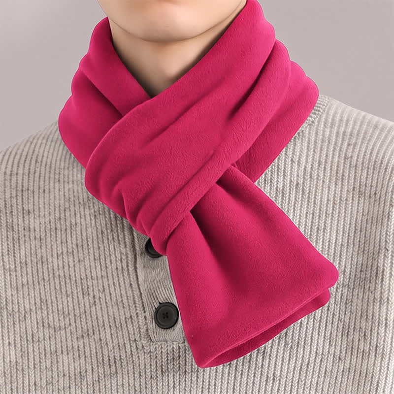 Buddha Stones Fall Winter Plush Cross Front Neck Warmer Minimalist Men's Scarf - DeepPink - image 19