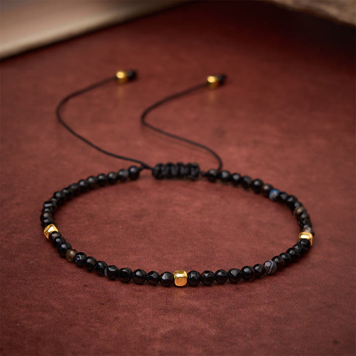 Buddha Stones Dark Brown Striped Agate Braided Adjustable Grounding Bracelet - image 1
