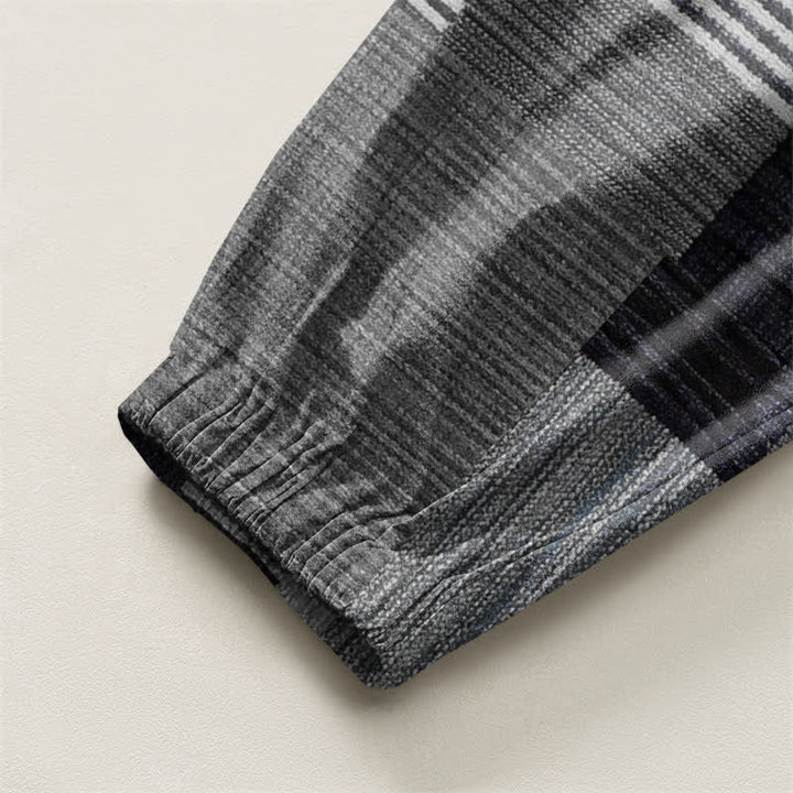 Buddha Stones Pure Cotton Patchwork Plaid Stripe Pattern Drawstring Men's Harem Pants With Pockets - image 16