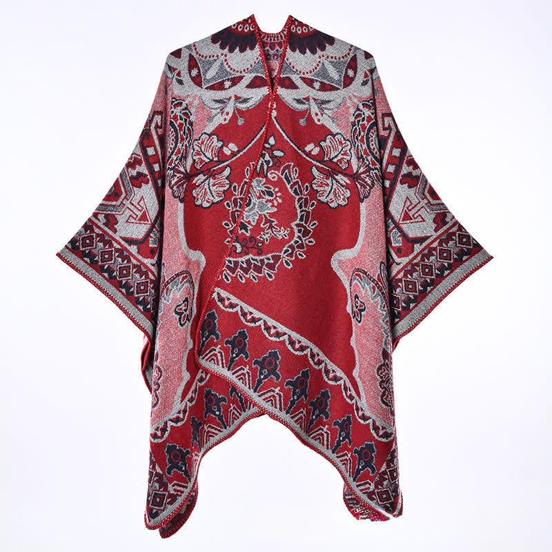 Buddha Stones Fall Winter Vintage Garden Floral Geometric Border Women's Shawl - image 1