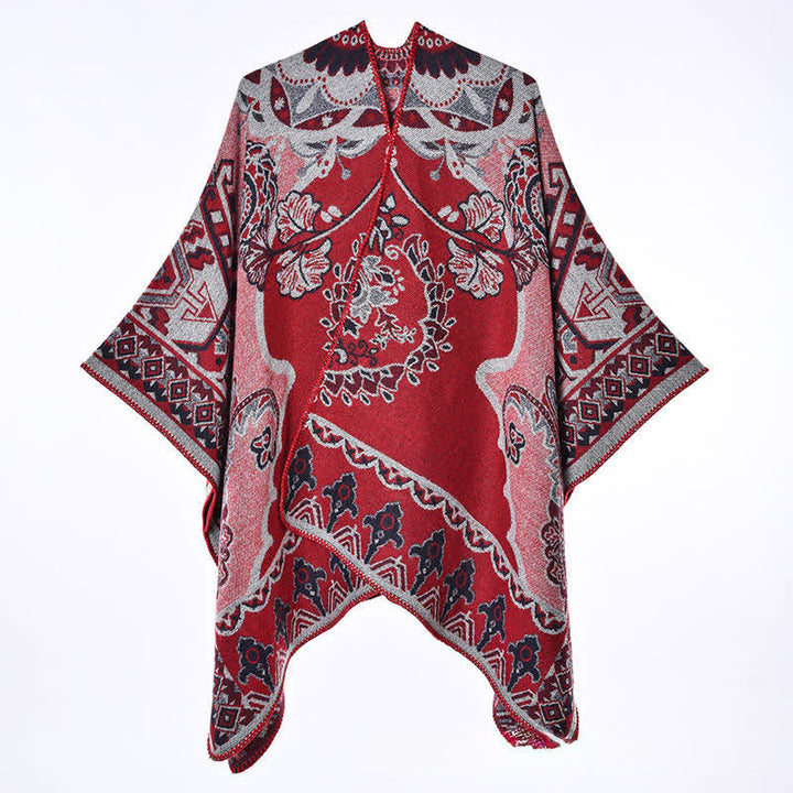 Buddha Stones Fall Winter Vintage Garden Floral Geometric Border Women's Shawl - image 1