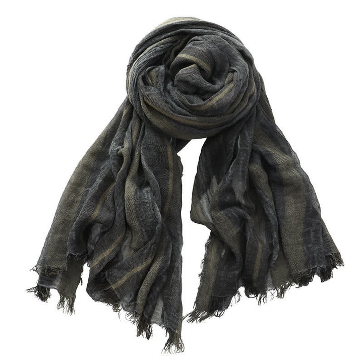Buddha Stones Spring Fall Relaxed Gauzy Striped Travel Ready Men's Scarf - DarkSlateGray - image 2
