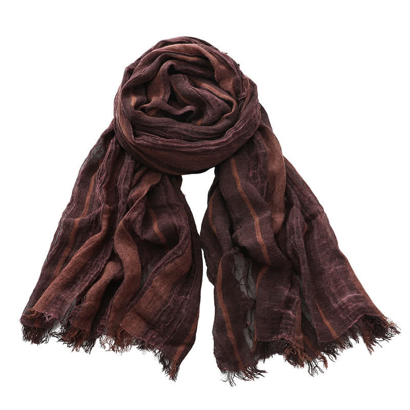Buddha Stones Spring Fall Relaxed Gauzy Striped Travel Ready Men's Scarf - Maroon - image 9
