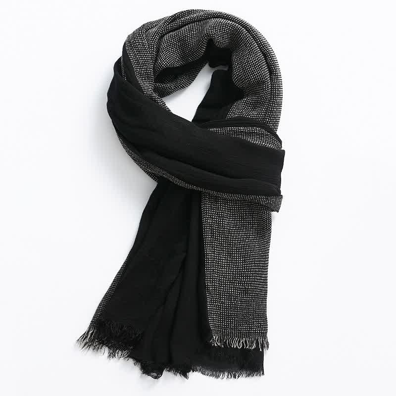 Buddha Stones Spring Fall Two-Colored Woven Tassel Men's Scarf - image 7