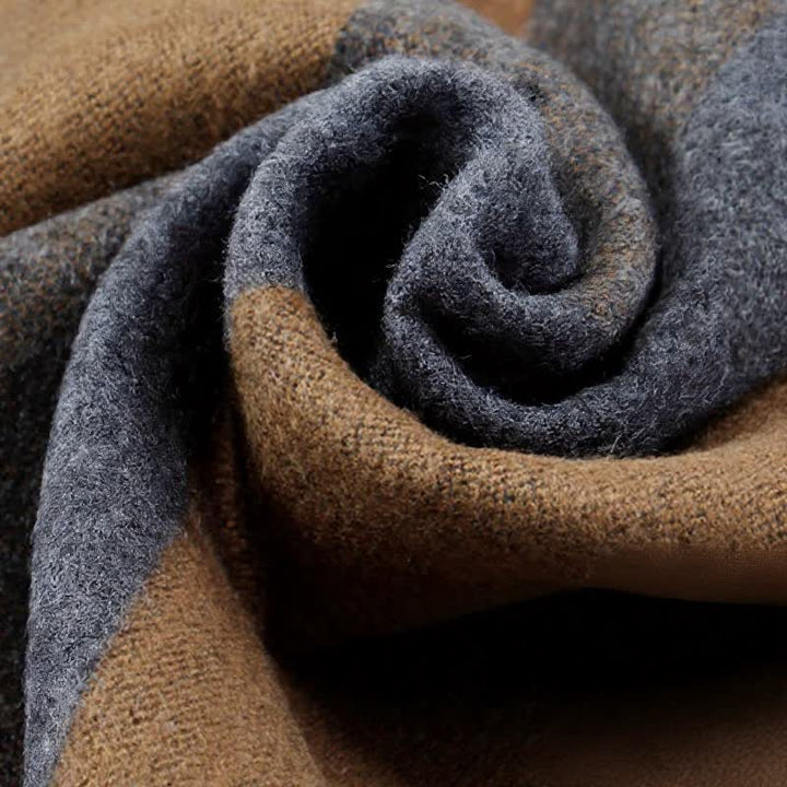 Buddha Stones Fall Winter Classic Charcoal Stripe Fringe Men's Scarf - image 11