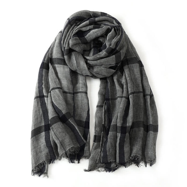 Buddha Stones Spring Fall Urban Plaid Lightweight Fringe Men's Scarf - image 6
