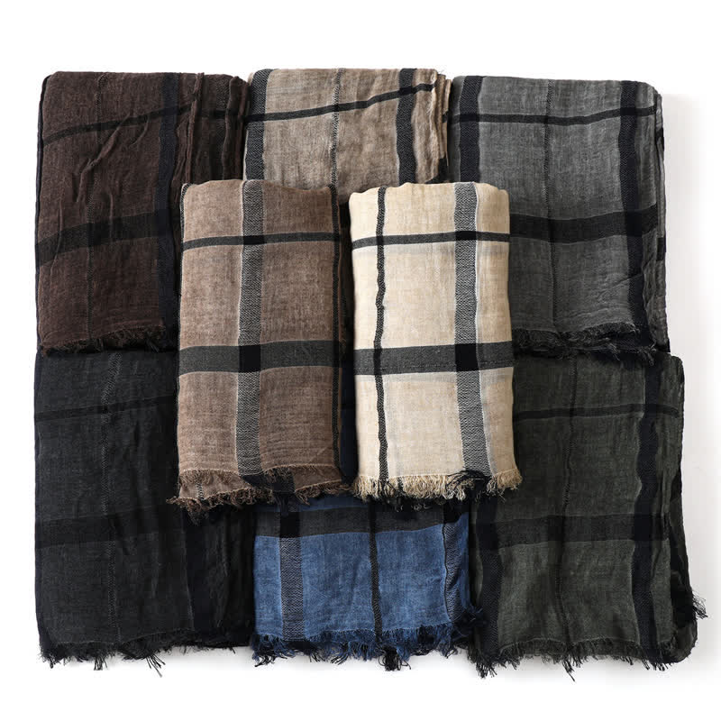 Buddha Stones Spring Fall Urban Plaid Lightweight Fringe Men's Scarf - image 18