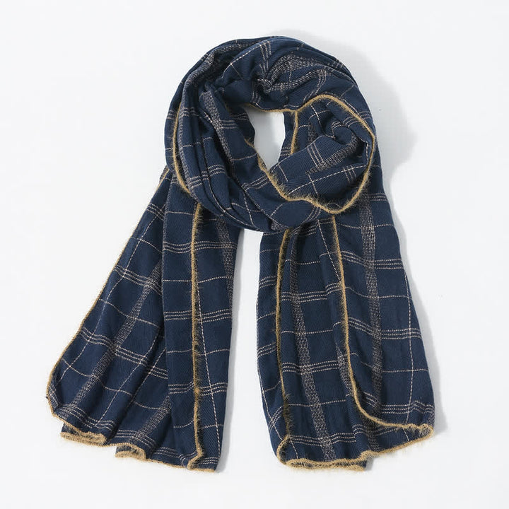 Buddha Stones Fall Winter Plaid Fringe Cozy Knit Men's Scarf - image 5