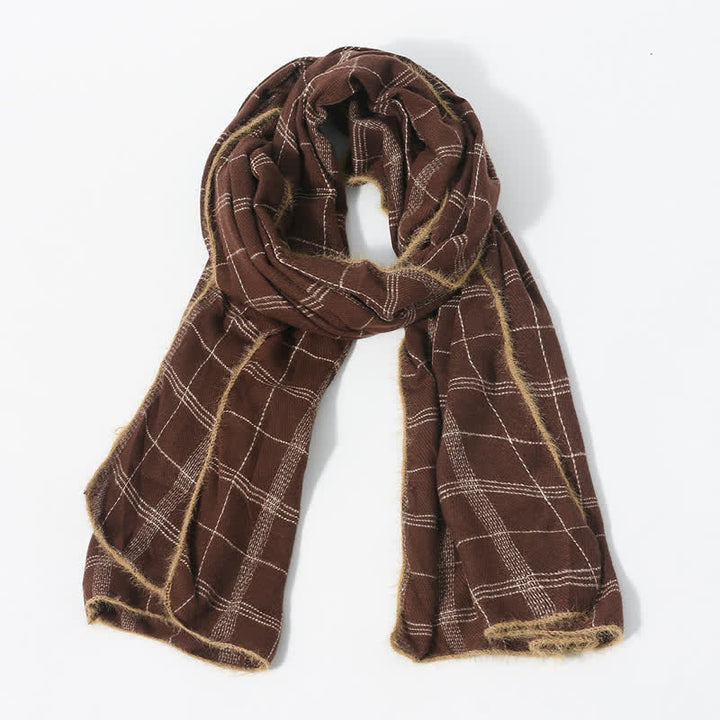 Buddha Stones Fall Winter Plaid Fringe Cozy Knit Men's Scarf - image 11