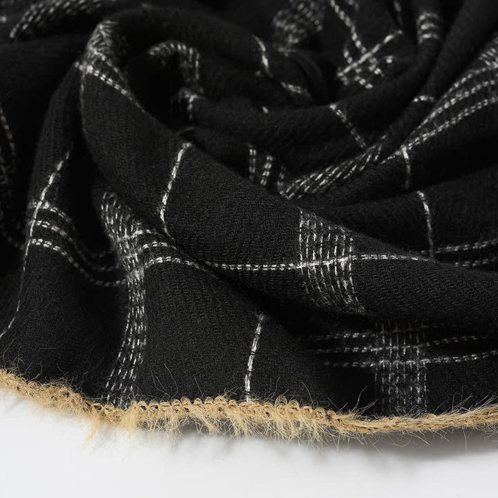 Buddha Stones Fall Winter Plaid Fringe Cozy Knit Men's Scarf - image 3