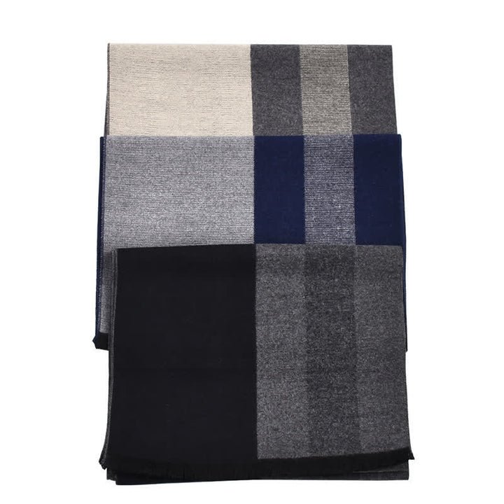 Buddha Stones Fall Winter Color Block Stripe Tassel Cozy Men's Scarf - image 9