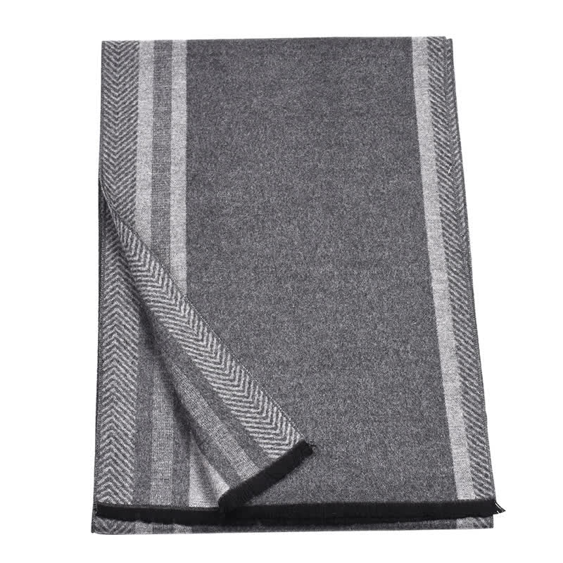 Buddha Stones Fall Winter Minimalist Striped Edge Cozy Tassel Men's Scarf - image 2