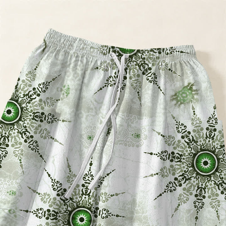 Buddha Stones Cotton Bohemian Geometric Medallion Pattern Women's Elastic Waist Harem Pants With Side Pockets - image 5