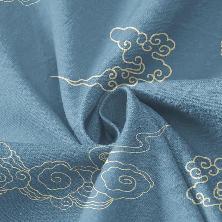 Buddha Stones Cotton Cloud Crane Print Hanfu Style Wrap V-Neck Lace-up Women's Long Sleeve Shirts Kimono - image 4