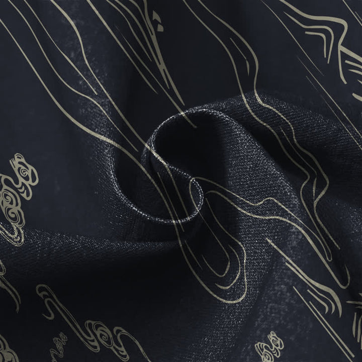 Buddha Stones Pure Cotton Vintage Mountain Cloud Pattern Frog Button Women's Elastic Waist Harem Pants With Pockets - image 4