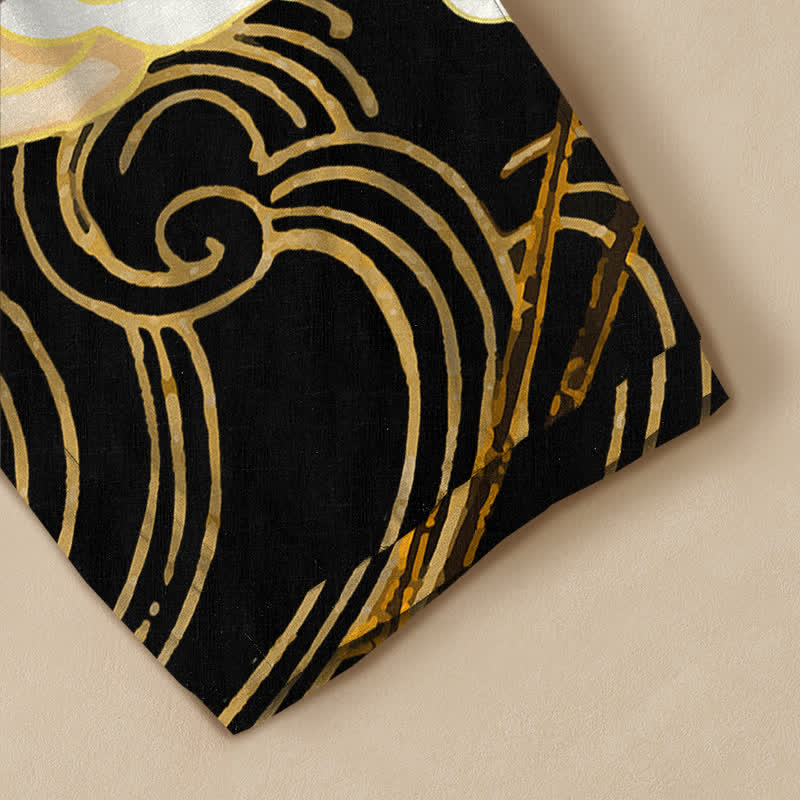 Buddha Stones Cotton Oriental Flying Crane Clouds Pattern Pleated Elastic Waist Women's Harem Pants With Pockets - image 5