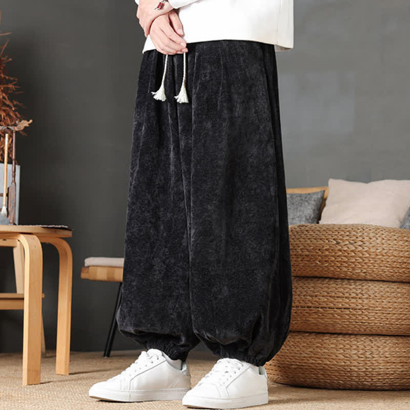 Buddha Stones Fall Winter Casual Vintage Drawstring Solid Ankle Pants Men's Straight Leg Pants With Pockets - image 13