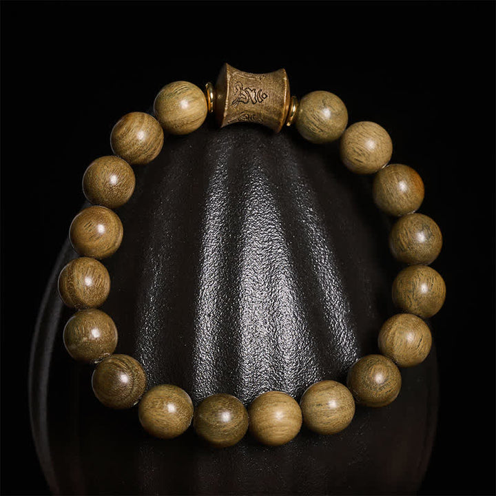 Buddha Stones Green Sandalwood Meditation Round Bead Bracelet - image 11
