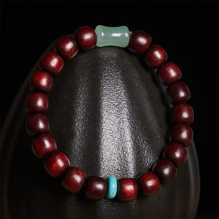 Buddha Stones Vintage Red Sandalwood Ebony Wood Bamboo Protection Bracelet - image 2