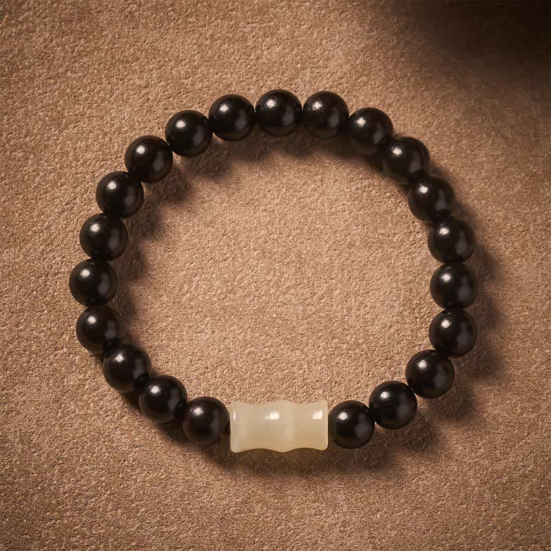 Buddha Stones Vintage Red Sandalwood Ebony Wood Bamboo Protection Bracelet - image 8