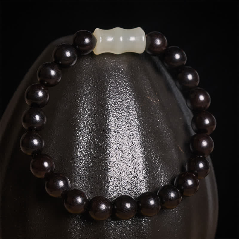 Buddha Stones Vintage Red Sandalwood Ebony Wood Bamboo Protection Bracelet - image 9