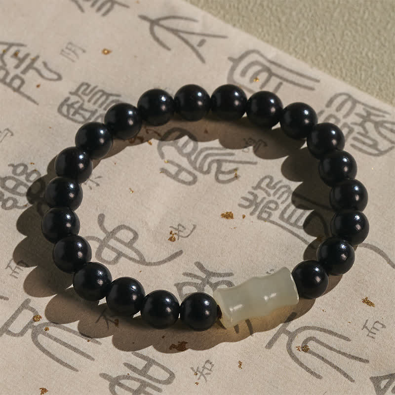 Buddha Stones Vintage Red Sandalwood Ebony Wood Bamboo Protection Bracelet - image 10