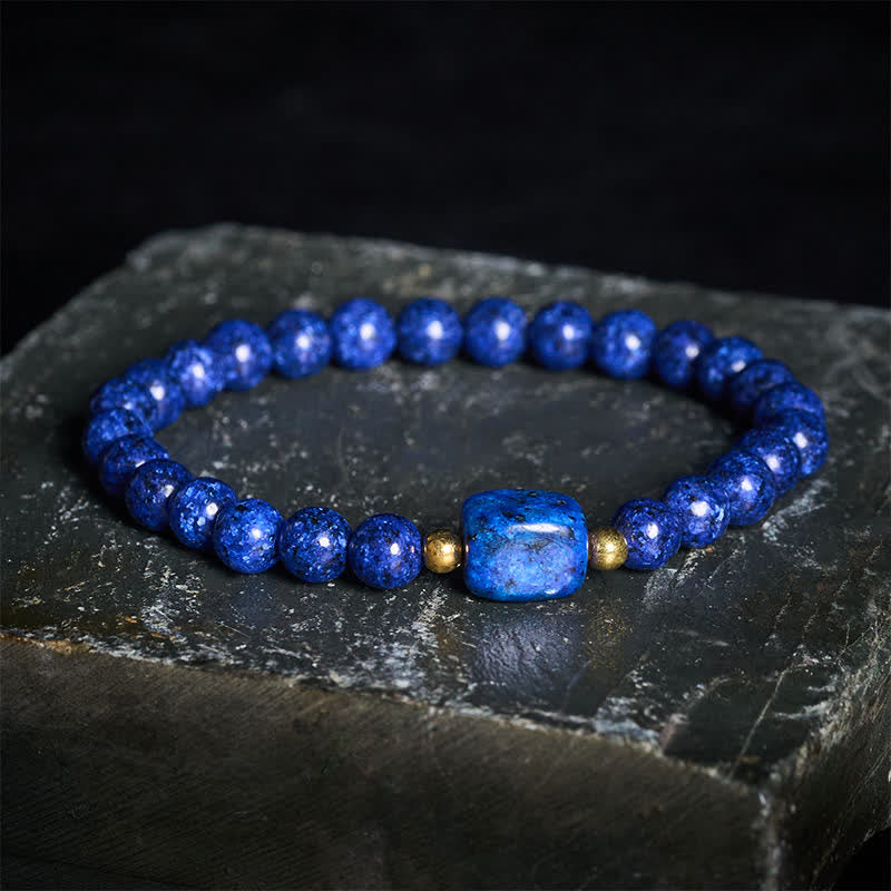 Buddha Stones Lapis Lazuli Minimalist Stretch Bead Wisdom Bracelet - Lapis Lazuli (Balance ♥ Serenity) - image 0