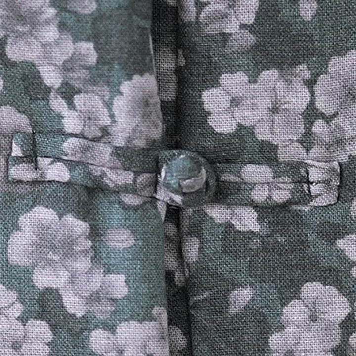 Buddha Stones Winter Vintage Tang Style Frog Button Floral Print Women's Jacket - image 8