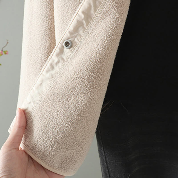 Buddha Stones Winter Casual Tang Style Mandarin Collar Solid Women's Jacket With Pocket - image 12