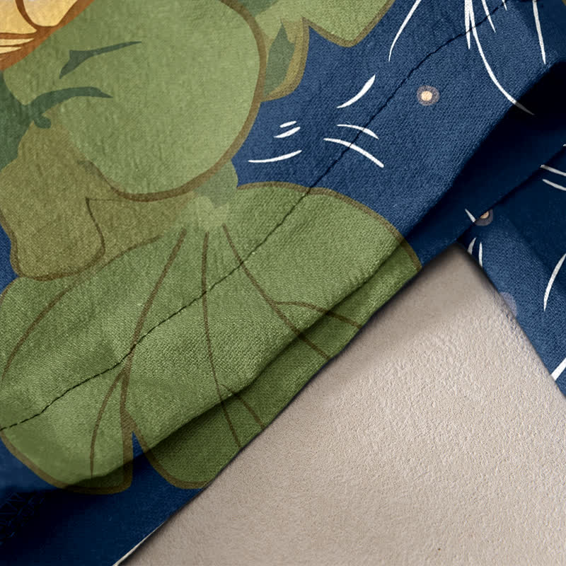 Buddha Stones Pure Cotton Japanese Koi Lotus Pattern Women's Elastic Waist Pants With Pockets - image 2