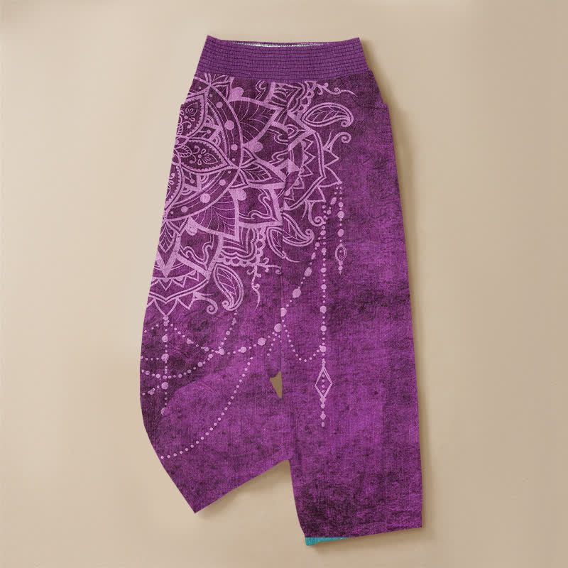 Buddha Stones Cotton Boho Mandala Beaded Pattern Pleated Elastic Waist Women's Harem Pants With Pockets - image 3
