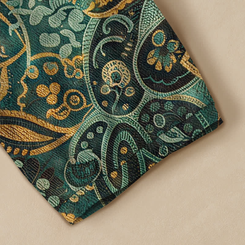 Buddha Stones Cotton Vintage Paisley Floral Pattern Pleated Elastic Waist Women's Harem Pants With Pockets - image 5
