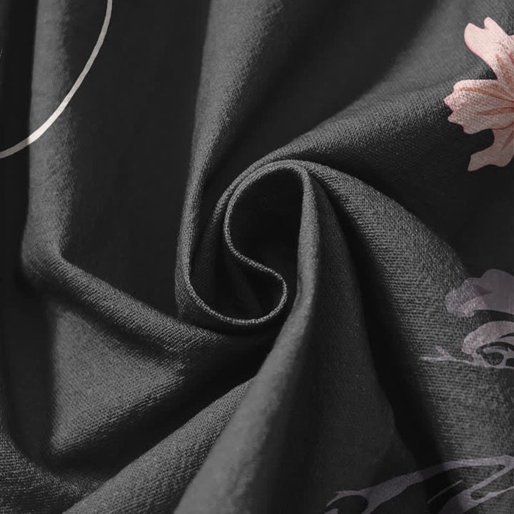 Buddha Stones Pure Cotton Dragon Sakura Lotus Pattern Drawstring Men's Harem Pants With Pockets - image 5