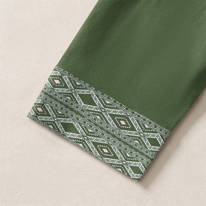 Buddha Stones Cotton Tribal Rhombus Geometric Pattern V-Neck Buttons Men's Long Sleeve Shirts - image 12