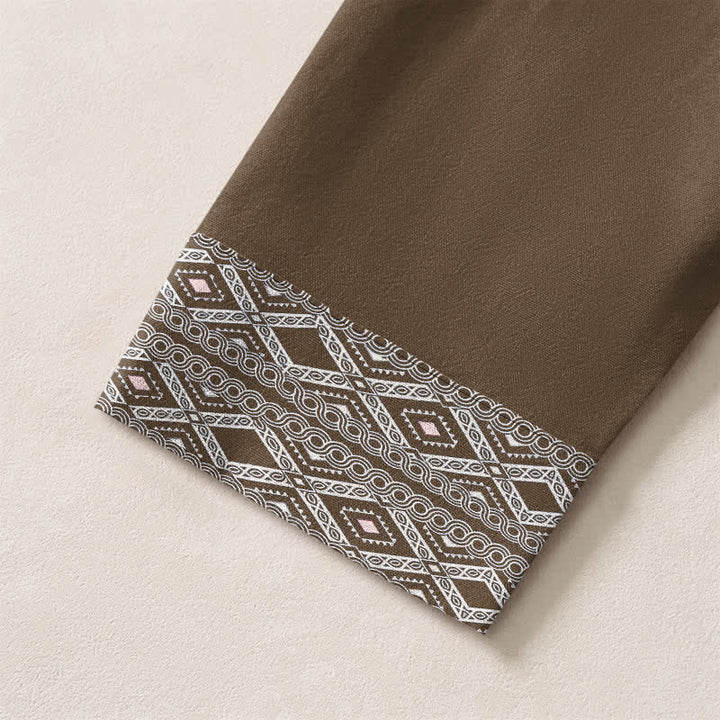 Buddha Stones Cotton Tribal Rhombus Geometric Pattern V-Neck Buttons Men's Long Sleeve Shirts - image 19