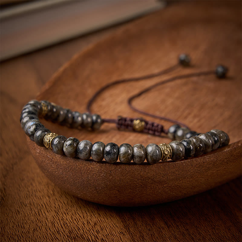 Buddha Stones Black Moonstone Vintage Abacus Bead Intuition Bracelet - image 1