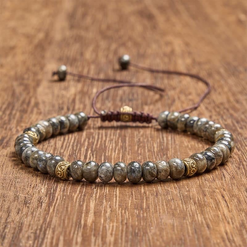 Buddha Stones Black Moonstone Vintage Abacus Bead Intuition Bracelet - image 1