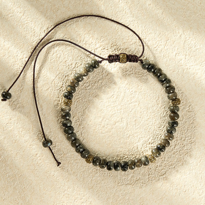 Buddha Stones Black Moonstone Vintage Abacus Bead Intuition Bracelet - image 8
