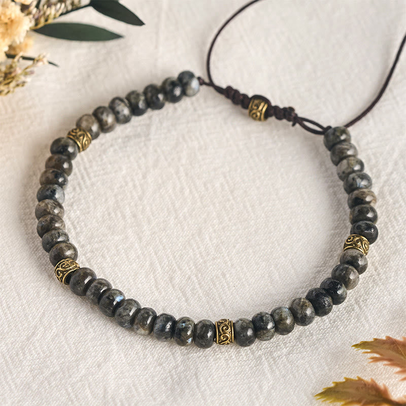 Buddha Stones Black Moonstone Vintage Abacus Bead Intuition Bracelet - image 4