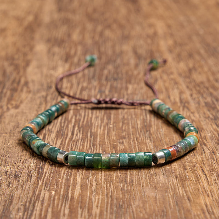 Buddha Stones Natural Indian Agate Braided Balance Bead Bracelet - Indian Agate (Wrist Circumference: 6.3-6.7 in /16-17 cm) - image 0