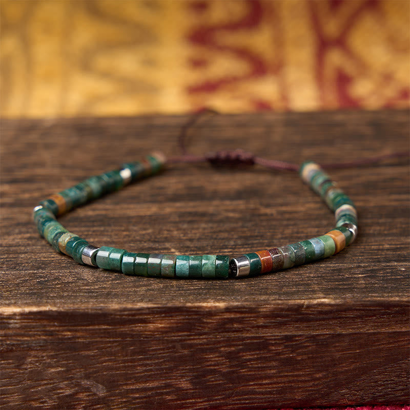 Buddha Stones Natural Indian Agate Braided Balance Bead Bracelet - image 2