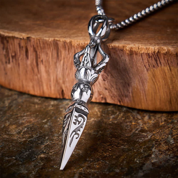 Buddha Stones Titanium Steel Vajra Spiritual Power Vintage Pendant Necklace - image 3