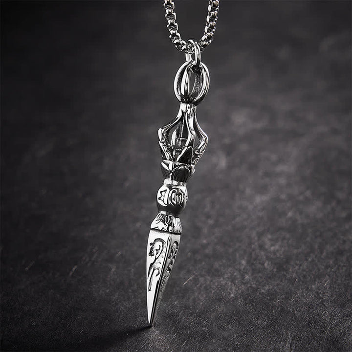 Buddha Stones Titanium Steel Vajra Spiritual Power Vintage Pendant Necklace - Vajra - image 0